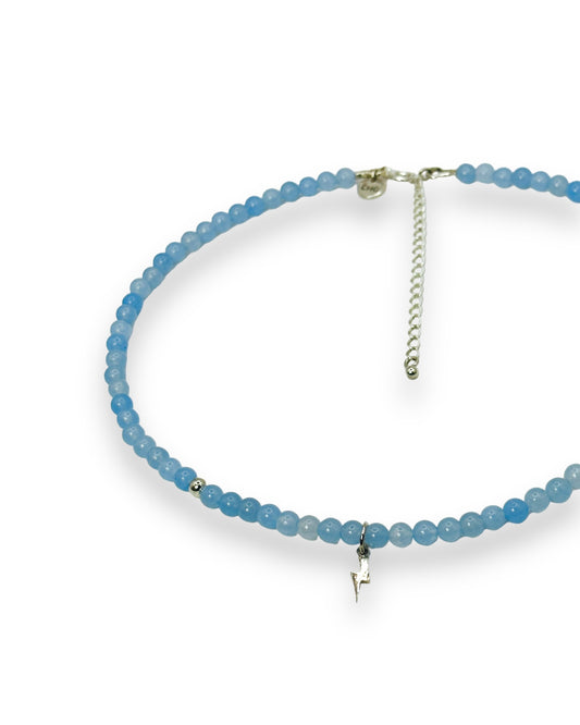 BLUE JADE choker BASE with mini-lightning pendant